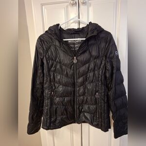 Michael Kors Black Packable Down Puffer Jacket with Hood